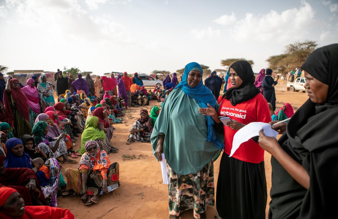 Hibo, an Action Aid staff member, helps coordinate and facilitate the distribution of dignity kits to women in an IDP camp in Somaliland.