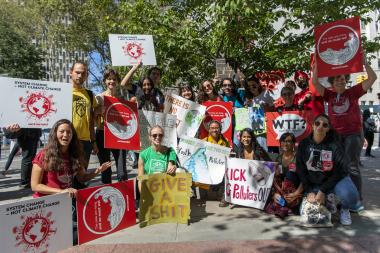 A group of protesters at the global climate strike