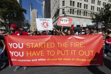 A group of protesters at the global climate strike